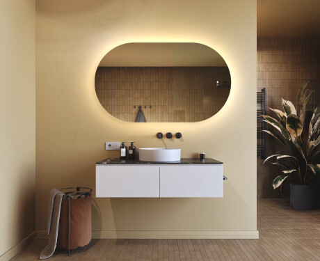 Belyst badrumsspegel, 120×70 cm, tvåfärgad, touch‑strömbrytare, värmematta #9