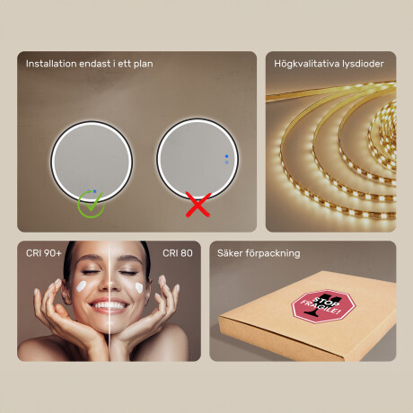 Rund LED-spegel i en guldfärgad aluminiumram #7