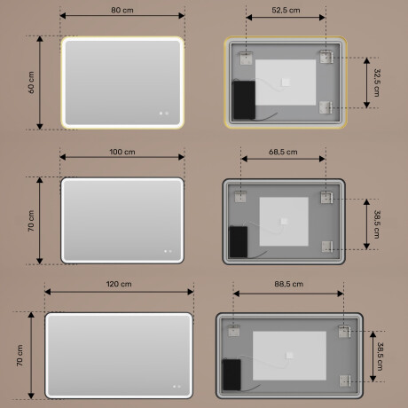 Rundad LED-spegel med belysning - 80x60/100x70/120x70 cm i en silverfärgad aluminiumram #3
