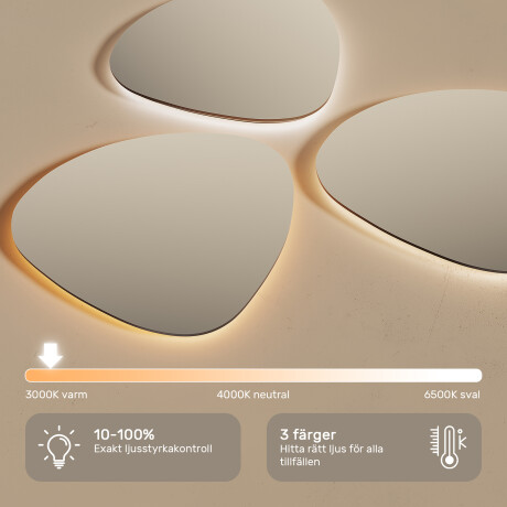 Oregelbunden LED-belyst spegel – 60x90/70x100 cm i en silverfärgad aluminiumram #5