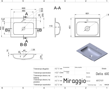 Handfat DELLA 600 MIRASOFT