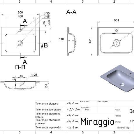 Handfat DELLA 600 MIRASOFT #1