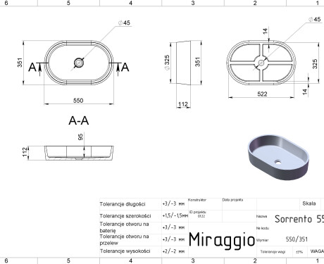 Handfat SORRENTO MIRASOFT