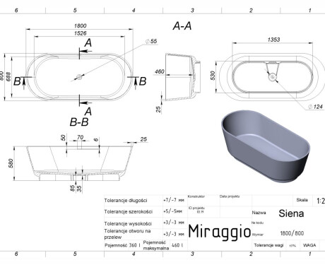 Badkar SIENA MIRASOFT