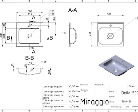 Handfat DELLA 500 MIRASOFT