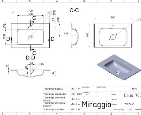 Handfat DELLA 700 MIRASOFT