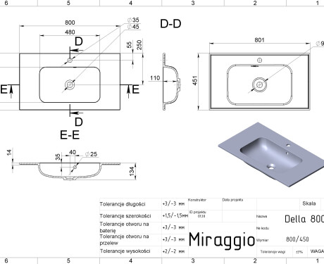 Handfat DELLA 800 MIRASOFT