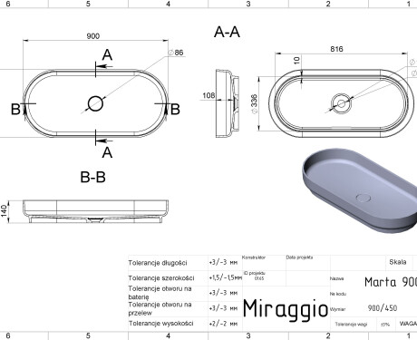 Handfat MARTA 900 MIRASOFT