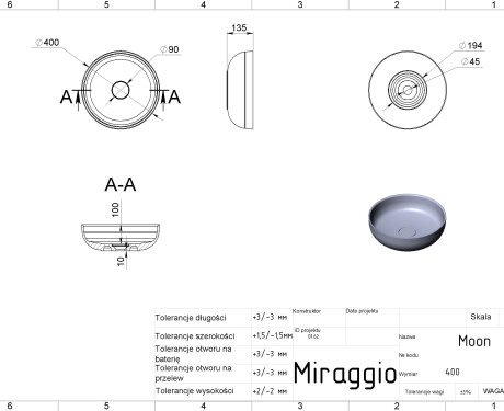 Handfat MOON MIRASOFT