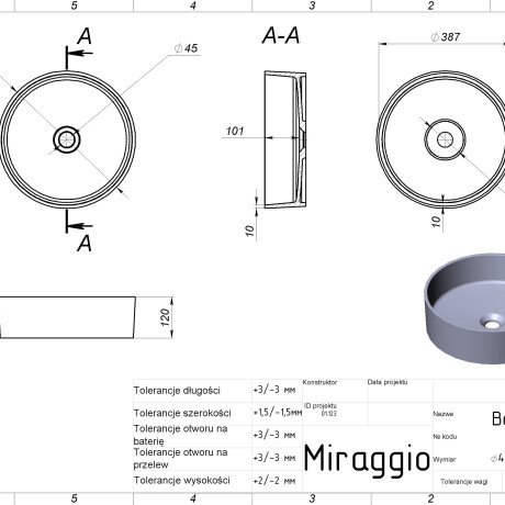 Handfat BERGAMO MATT #1