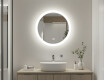 Runda badrumsspeglar med LED-belysning  med Dual color, Touch-brytare, Värmemattor