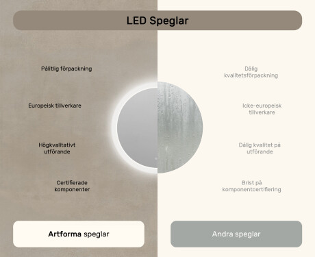 Runda badrumsspeglar med LED-belysning  med Dual color, Touch-brytare, Värmemattor #7