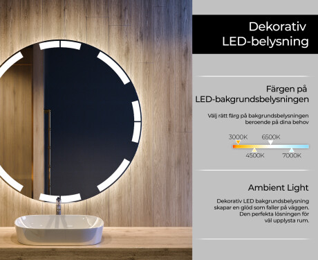 Rund badrumsspegel med LED-belysning Spegel L120 #4