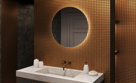 Rund badrumsspegel med LED-belysning Spegel 70cm med kallt LED-ljus 7000K, varmt ljus 3000K eller neutralt ljus 4500K