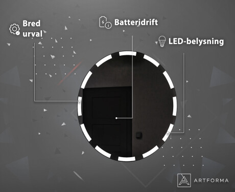 Batteridrivne rund väggspeglar med belysning LED L117 #4