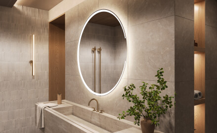 Rund stor batteridrivne spegel med belysning LED L123