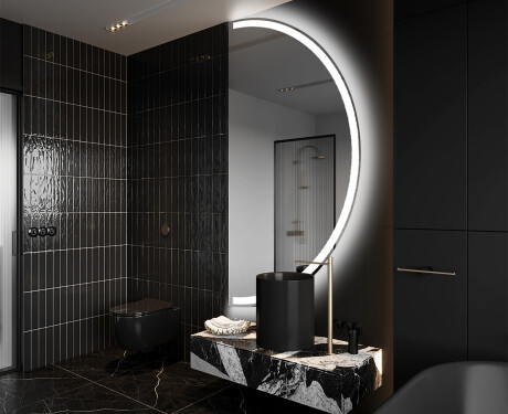 Elegant LED Halvcirkel Spegel - Modern Belysning för Badrum A222