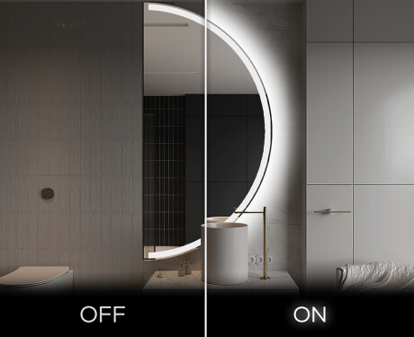 Elegant LED Halvcirkel Spegel - Modern Belysning för Badrum A222 #3