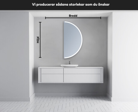 Elegant LED Halvcirkel Spegel - Modern Belysning för Badrum A222 #4