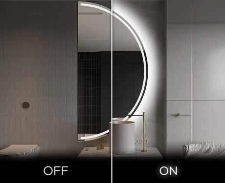 Elegant LED Halvcirkel Spegel - Modern Belysning för Badrum A223 #3