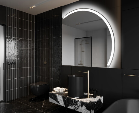 Elegant LED Halvcirkel Spegel - Modern Belysning för Badrum Q222