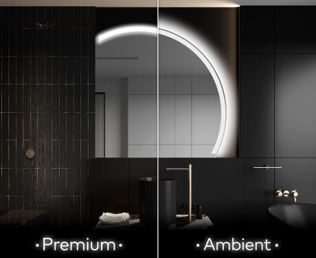 Elegant LED Halvcirkel Spegel - Modern Belysning för Badrum Q222