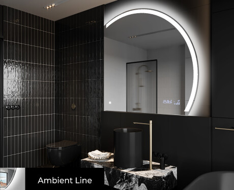 Elegant LED Halvcirkel Spegel - Modern Belysning för Badrum Q222 #3