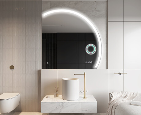 Elegant LED Halvcirkel Spegel - Modern Belysning för Badrum Q222 #10