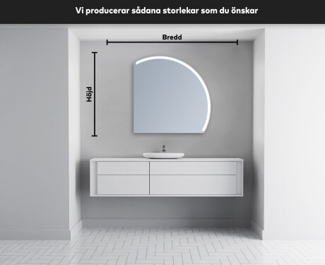 Elegant LED Halvcirkel Spegel - Modern Belysning för Badrum Q222 #4