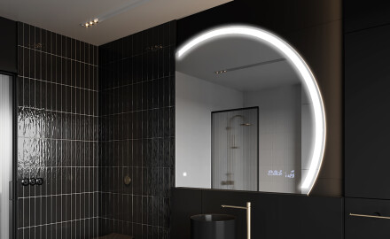 Elegant LED Halvcirkel Spegel - Modern Belysning för Badrum Q222