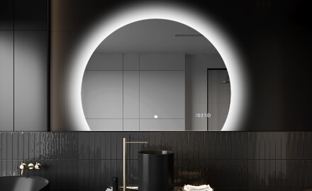 Elegant LED Halvcirkel Spegel - Modern Belysning för Badrum W221
