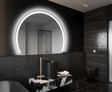 Elegant LED Halvcirkel Spegel - Modern Belysning för Badrum W222