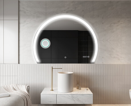 Elegant LED Halvcirkel Spegel - Modern Belysning för Badrum W222 #10
