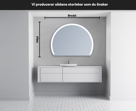 Elegant LED Halvcirkel Spegel - Modern Belysning för Badrum W222 #4