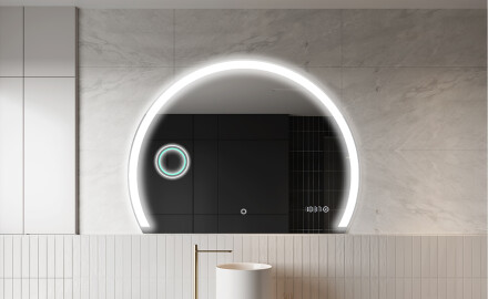 Elegant LED Halvcirkel Spegel - Modern Belysning för Badrum W222