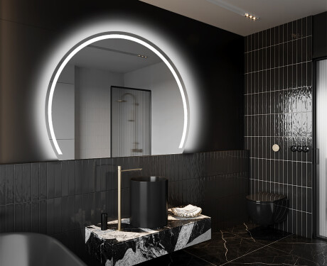 Elegant LED Halvcirkel Spegel - Modern Belysning för Badrum W223