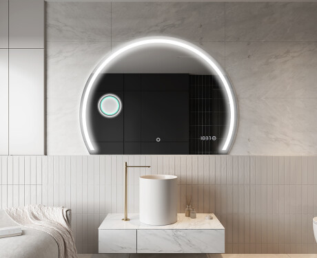 Elegant LED Halvcirkel Spegel - Modern Belysning för Badrum W223 #10