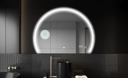 Elegant LED Halvcirkel Spegel - Modern Belysning för Badrum W223