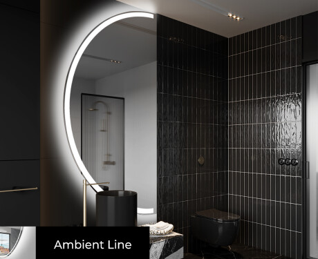 Elegant LED Halvcirkel Spegel - Modern Belysning för Badrum D222
