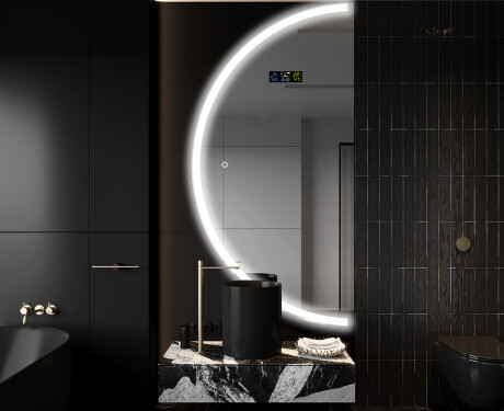 Elegant LED Halvcirkel Spegel - Modern Belysning för Badrum D222 #9