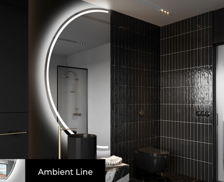 Elegant LED Halvcirkel Spegel - Modern Belysning för Badrum D223