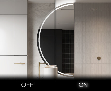 Elegant LED Halvcirkel Spegel - Modern Belysning för Badrum D223 #3
