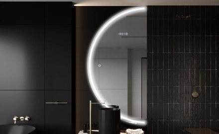 Elegant LED Halvcirkel Spegel - Modern Belysning för Badrum D223