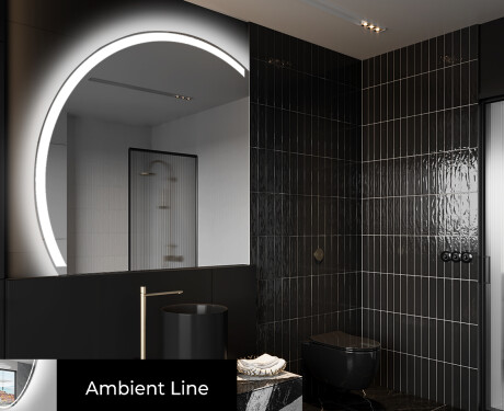 Elegant LED Halvcirkel Spegel - Modern Belysning för Badrum X222
