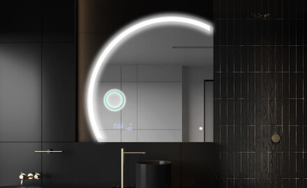 Elegant LED Halvcirkel Spegel - Modern Belysning för Badrum X222