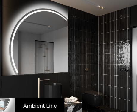 Elegant LED Halvcirkel Spegel - Modern Belysning för Badrum X223