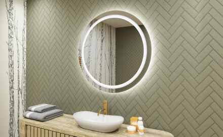 Rund badrumsspegel med LED-belysning Spegel 80cm med kallt LED-ljus 7000K, varmt ljus 3000K eller neutralt ljus 4500K