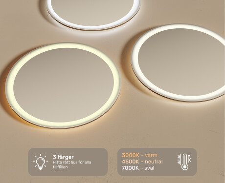 Rund badrumsspegel med LED-belysning Spegel 60cm med kallt LED-ljus 7000K, varmt ljus 3000K eller neutralt ljus 4500K #3