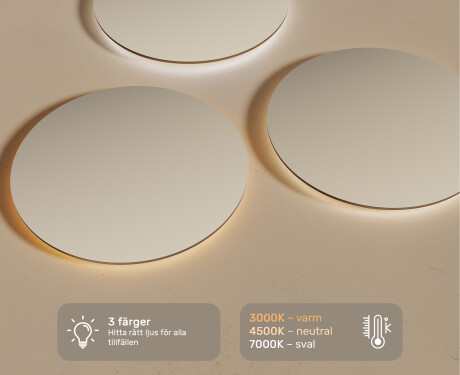 Rund badrumsspegel med LED-belysning Spegel 80cm med kallt LED-ljus 7000K, varmt ljus 3000K eller neutralt ljus 4500K #3