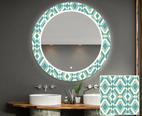 Runder Dekorativer Spiegel Mit LED-beleuchtung Für Badezimmer - Abstrac Seamless #1